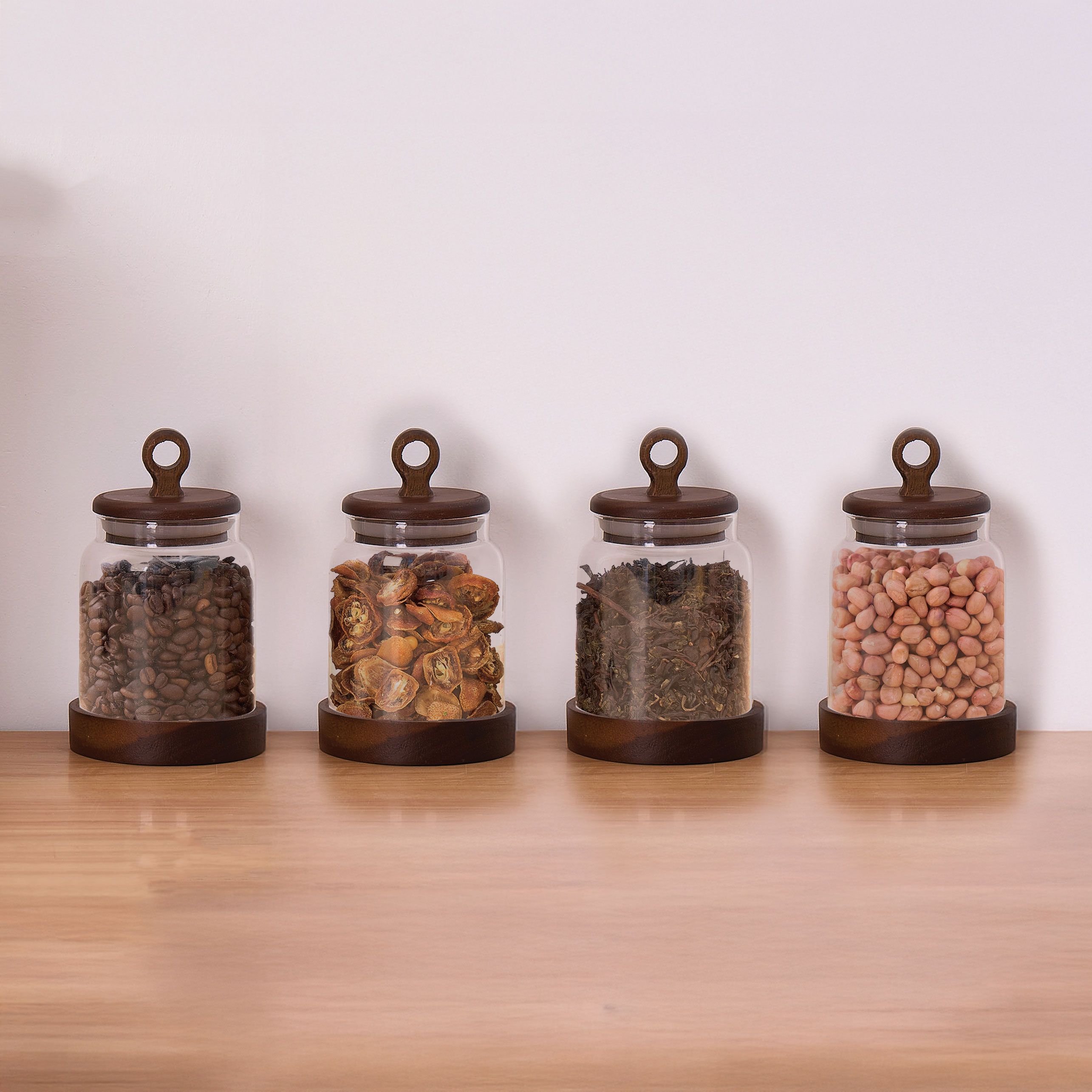 4LÜ AKASYA KAPAKLI RİNG CAM KAVANOZ SETİ