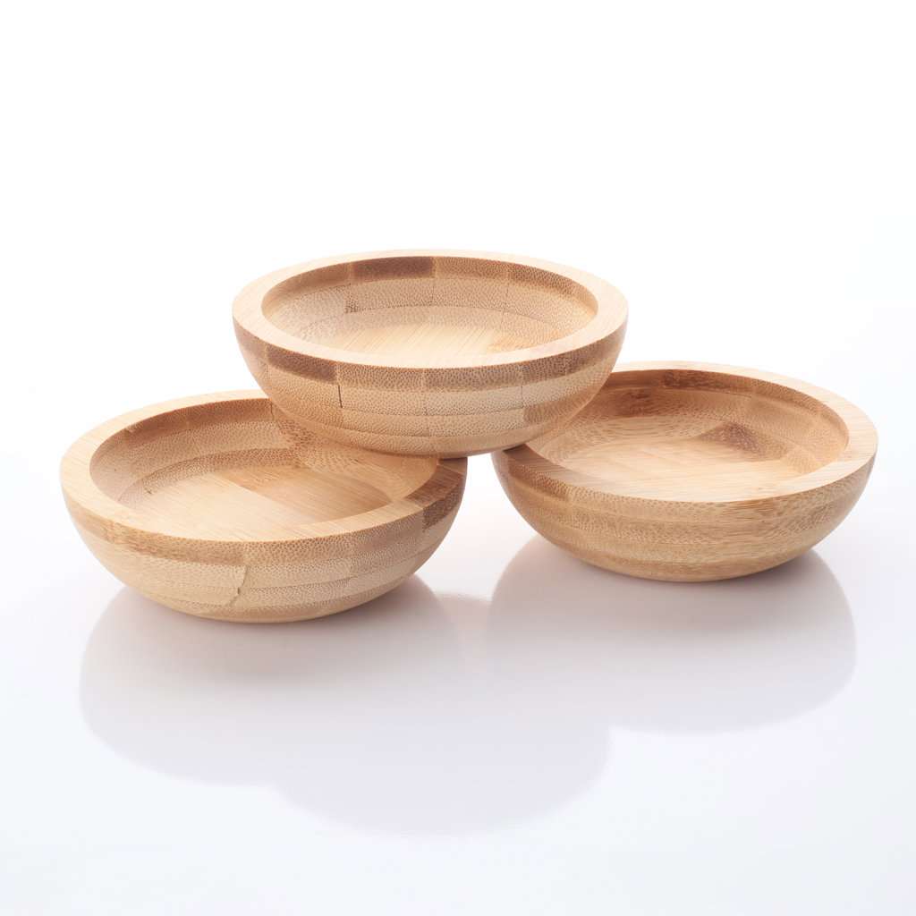 L/1  3LÜ YUVARLAK BAMBU KASE