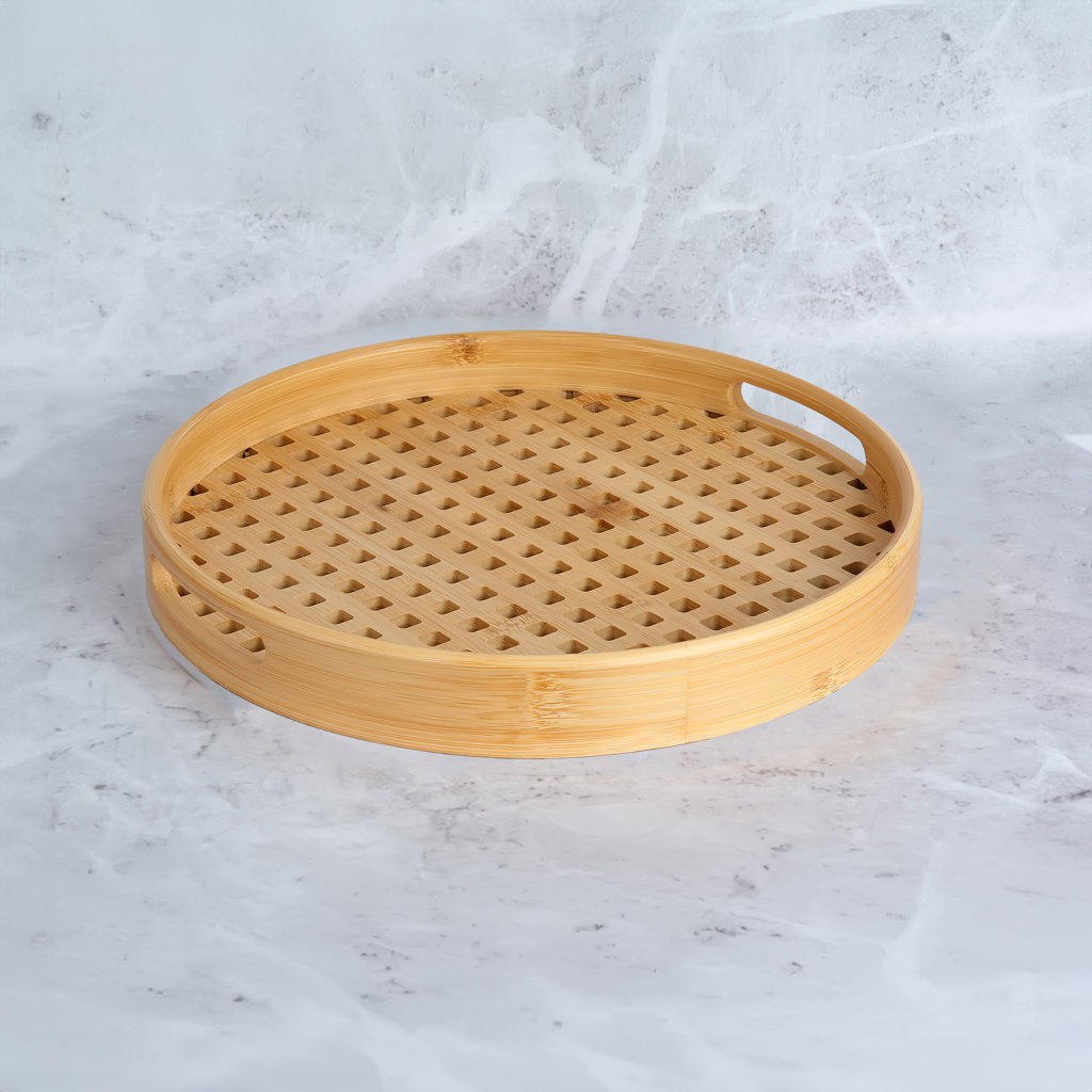 U/10  25 CM DELİKLİ BAMBU TEPSİ