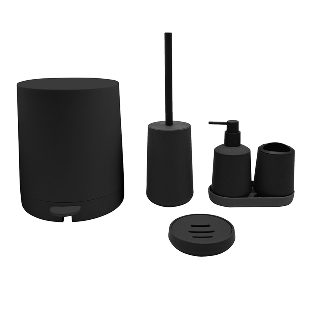 A/6-7 YUVARLAK SİYAH 5 PARÇA BANYO SETİ 