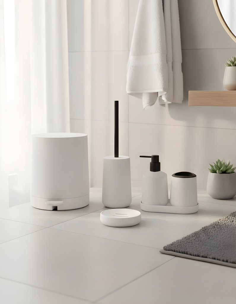 YUVARLAK BEYAZ 5 PARÇA BANYO SETİ 