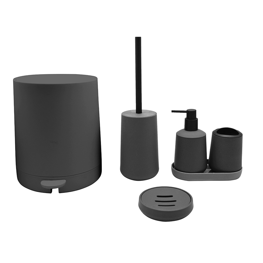 U/9 YUVARLAK GRİ 5 PARÇA BANYO SETİ 