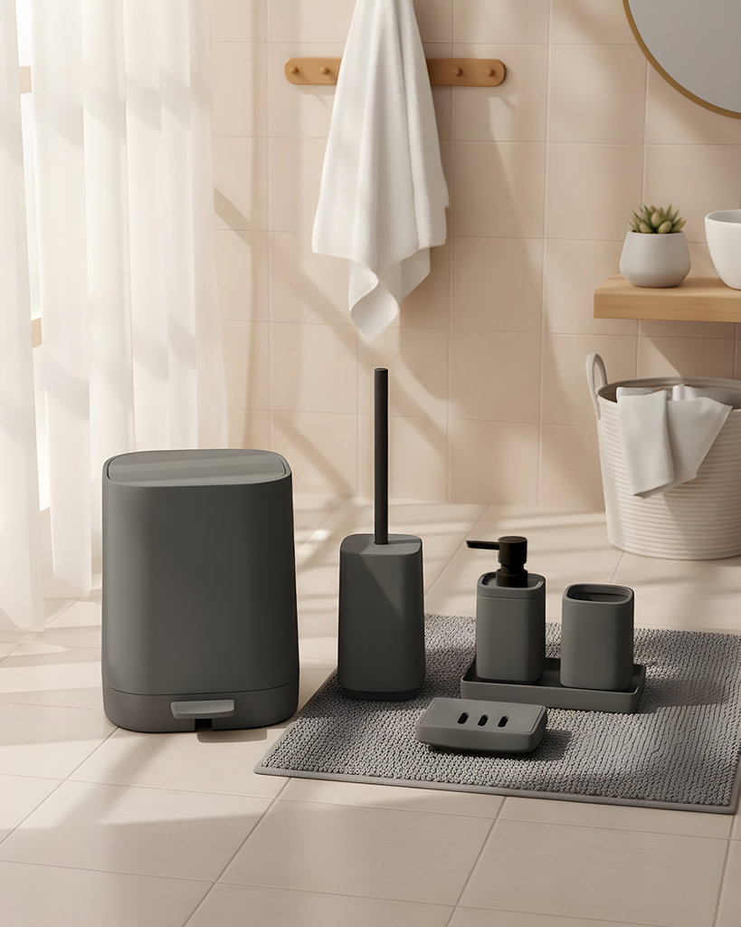 KARE GRİ 5 PARÇA BANYO SETİ 