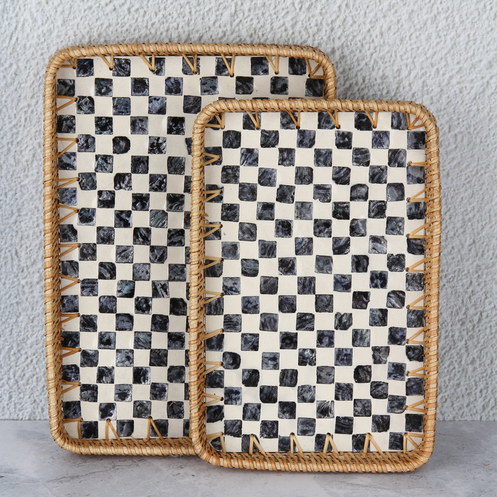 V/12 2Lİ DİKDÖRTGEN DAMALI TEPSİ