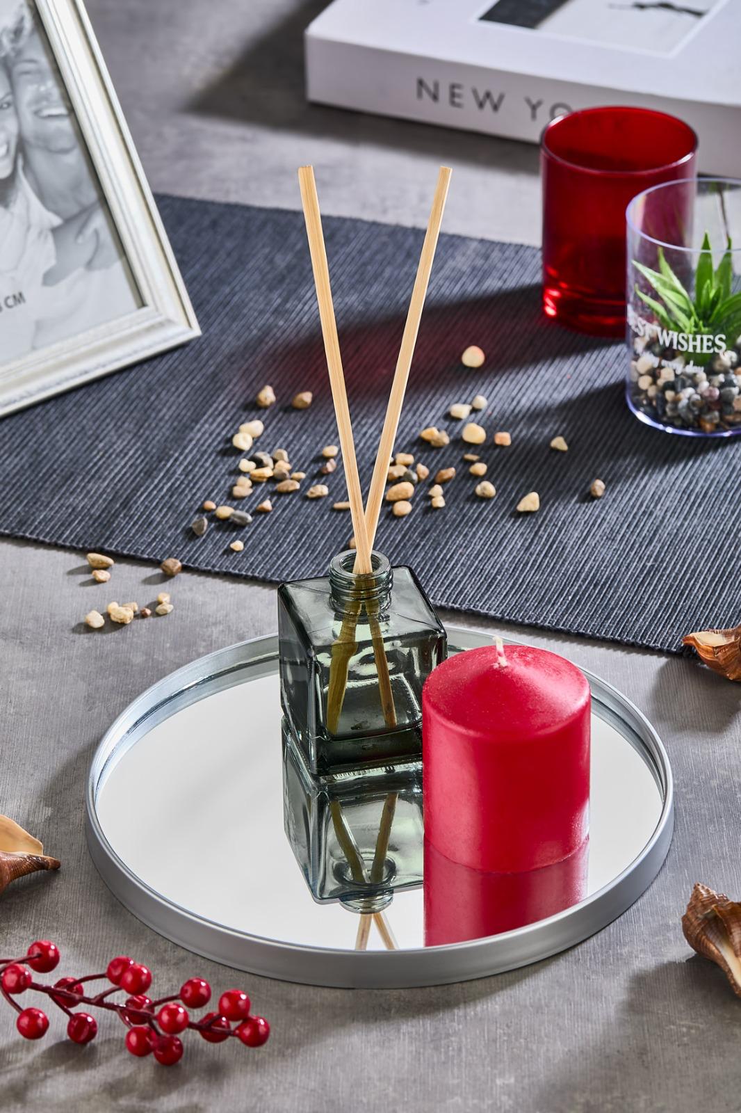 GÜMÜŞ YUVARLAK DEKORATİF SUNUMLUK 24x24x2