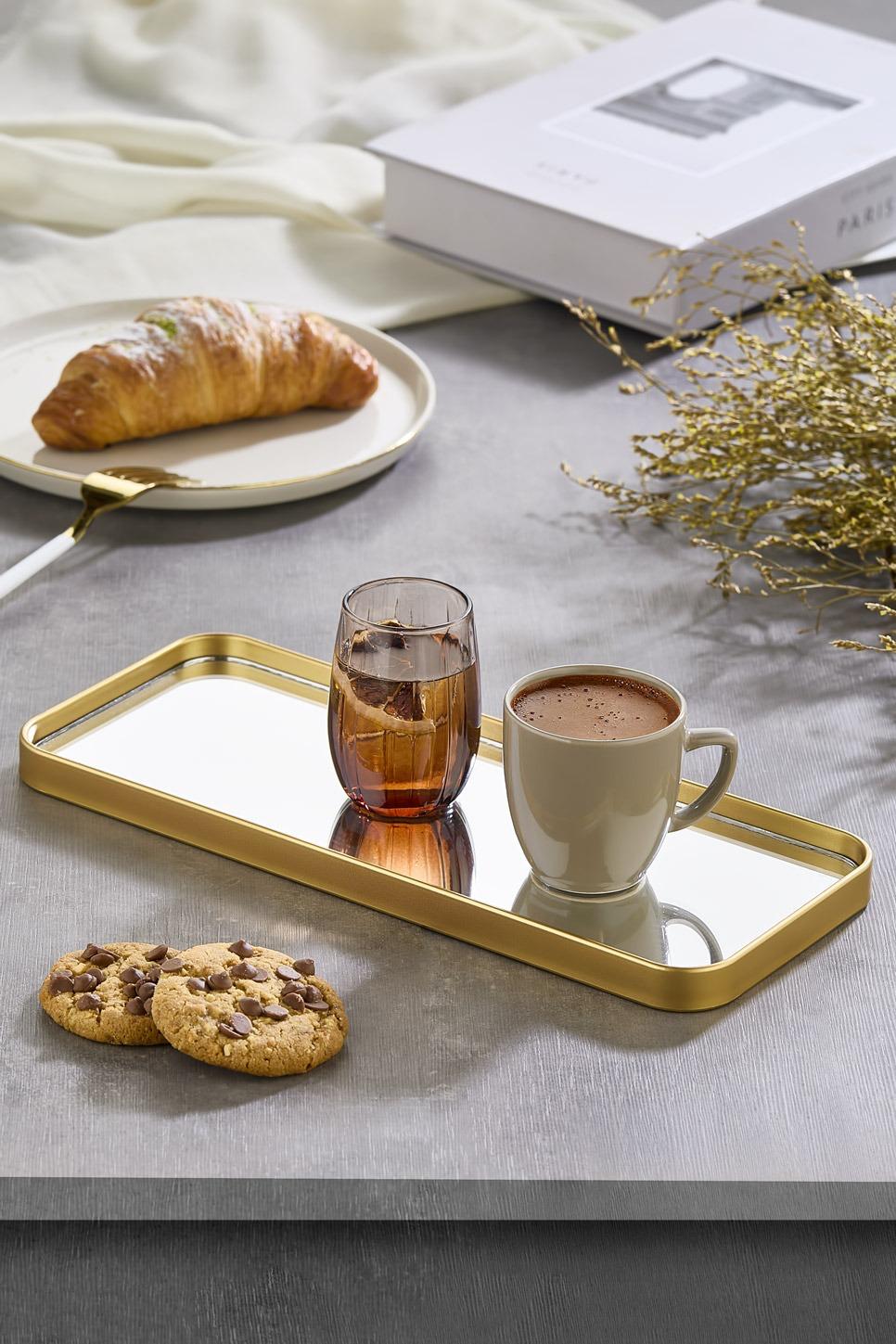 ALTIN DİKDÖRTGEN DEKORATİF SUNUMLUK 12x30x2