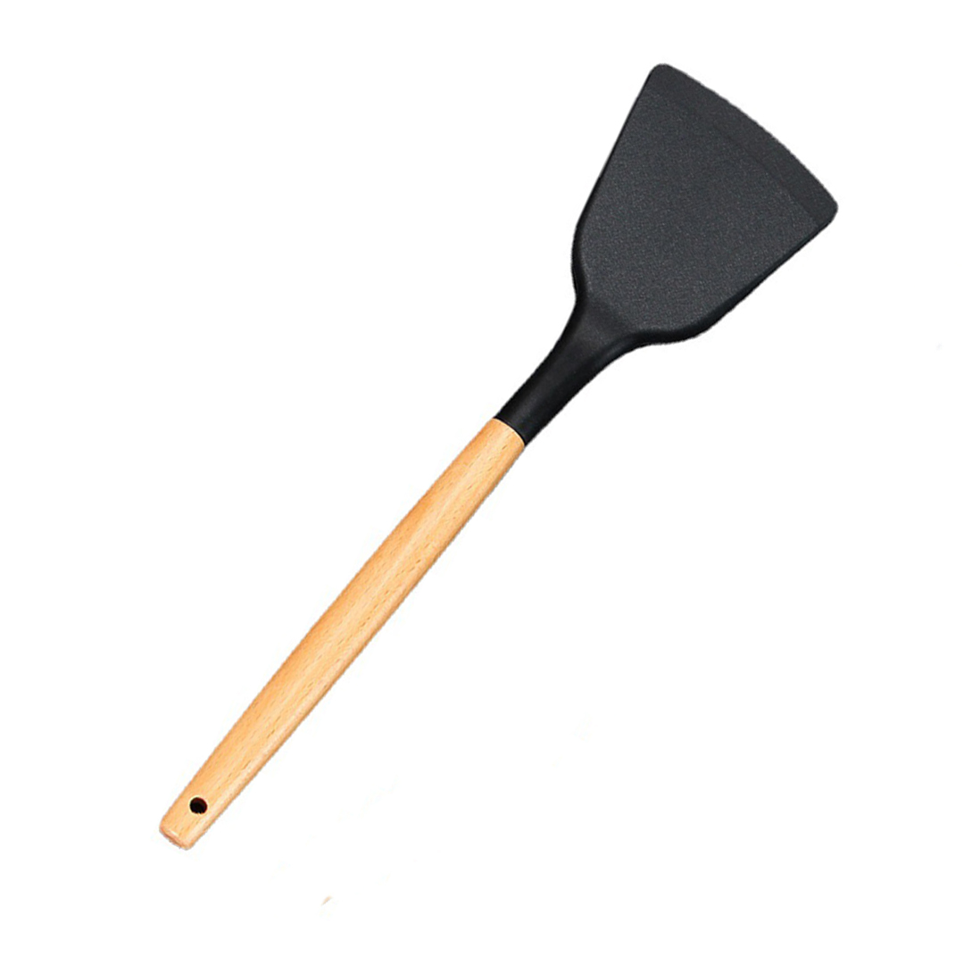 T/4   BAMBU SAPLI SİYAH SİLİKON SPATULA	