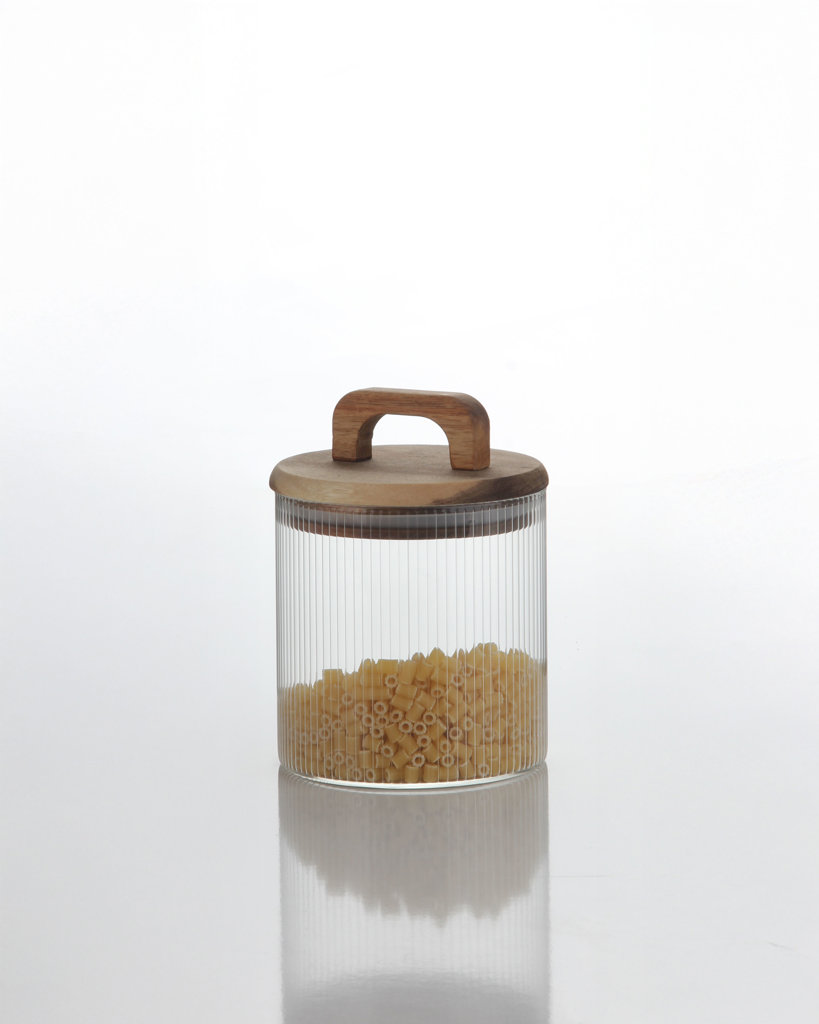 N/12  600ML ÇİZGİLİ AKASYA KAPAKLI CAM KAVANOZ