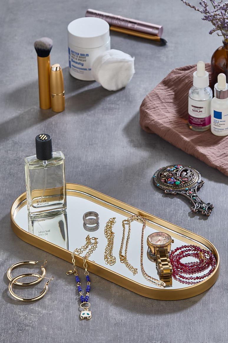 ALTIN OVAL DEKORATİF SUNUMLUK 12x30x2