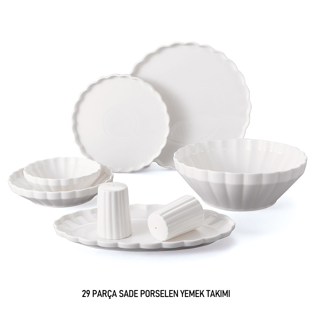 M/8  29 PARÇA SADE PORSELEN YEMEK TAKIMI SETİ