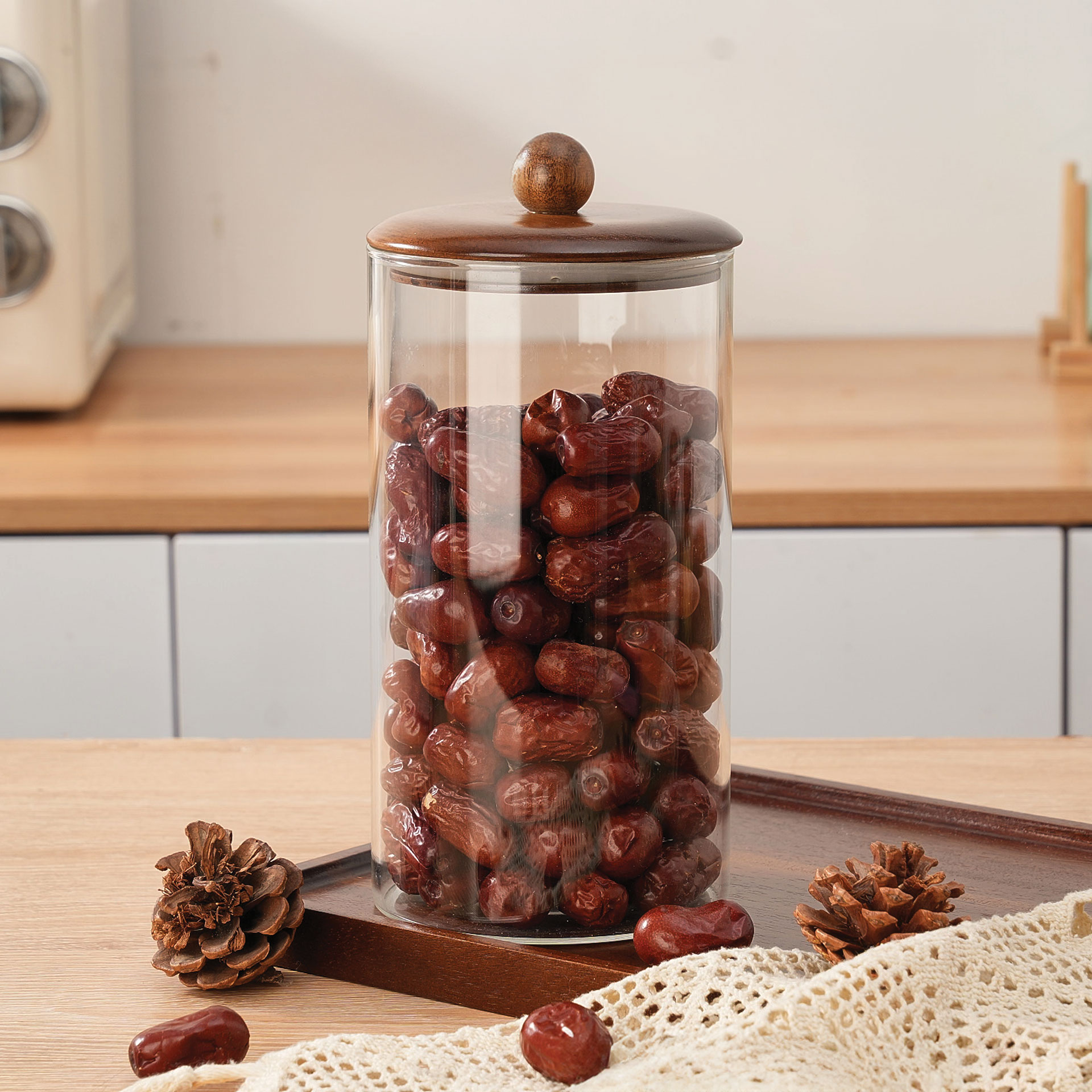 1550ML AKASYA KAPAKLI CAM KAVANOZ