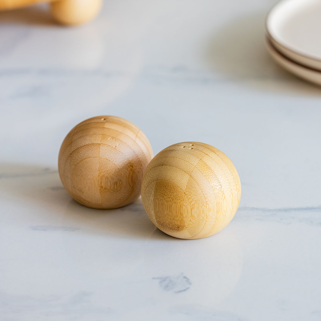 M/10  2Lİ BAMBU TOP TUZLUK BİBERLİK