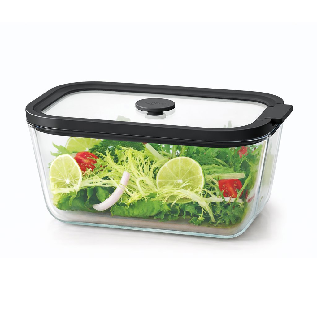 SİYAH KAPAKLI CAM SAKLAMA KABI 2620ML - 23*17*11 CM