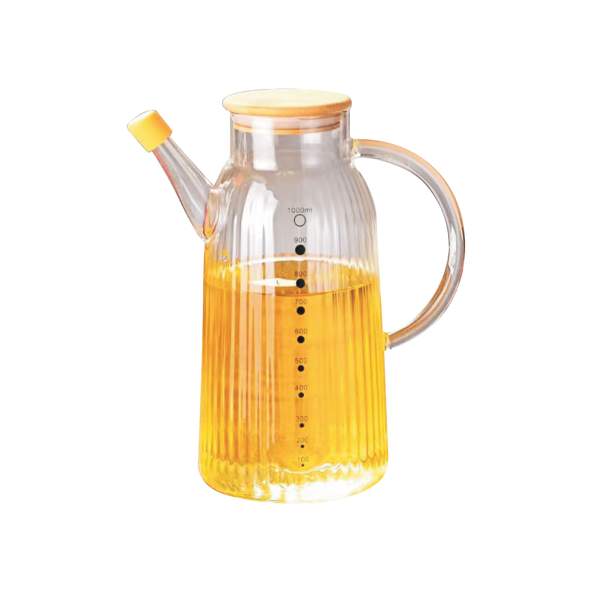 O/1 1000ML BAMBU KAPAKLI CAM YAĞDANLIK