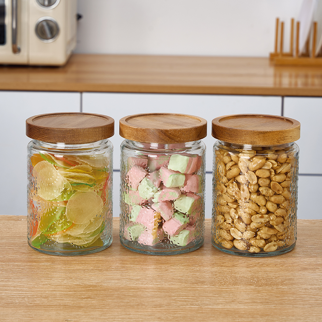 AKASYA KAPAKLI YUVARLAK CAM KAVANOZ SETİ S3