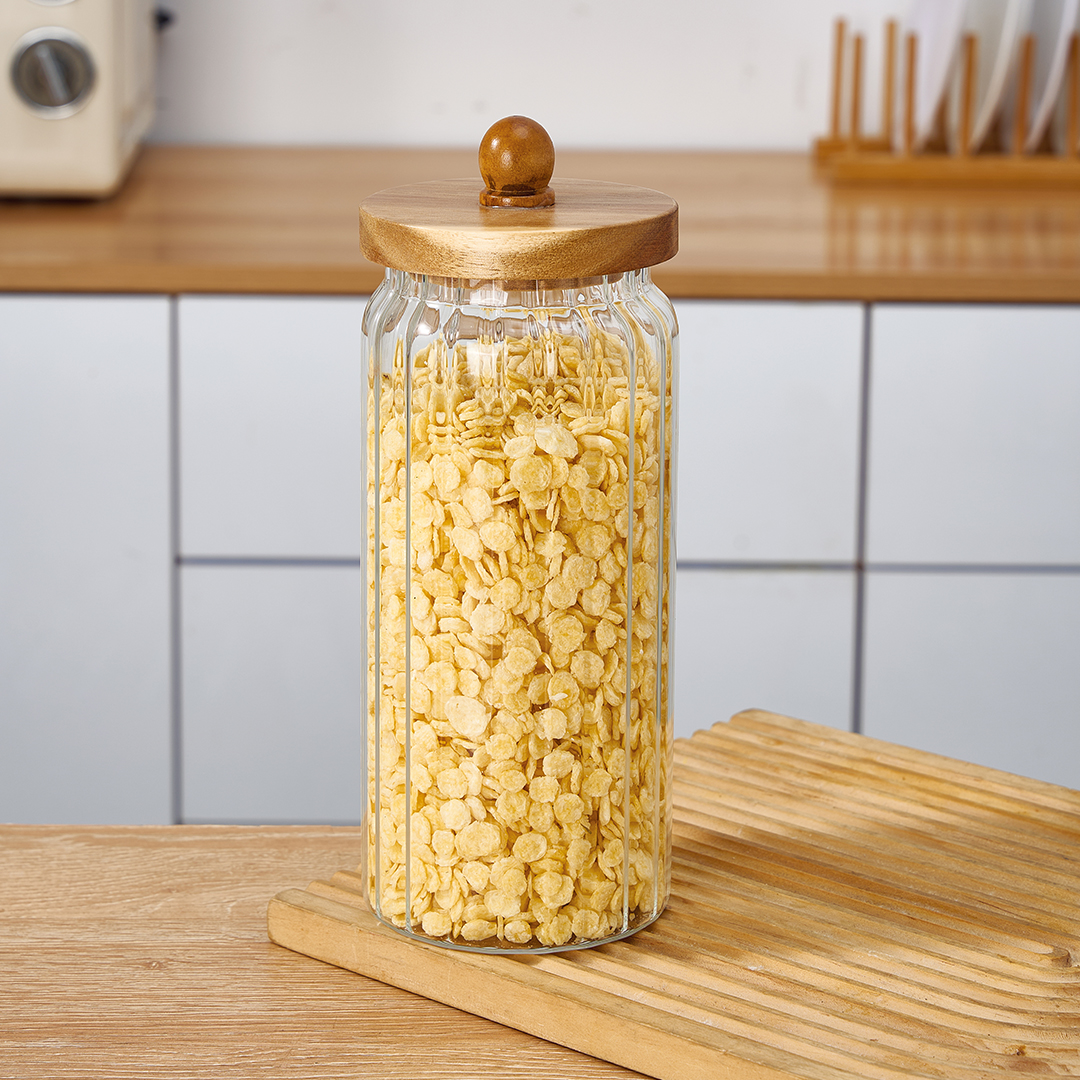 AKASYA KAPAK BOROSİLİKAT ÇİZGİLİ CAM KAVANOZ BÜYÜK