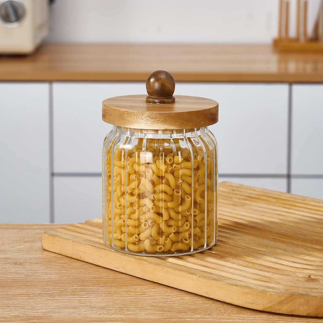 AKASYA KAPAK BOROSİLİKAT ÇİZGİLİ CAM KAVANOZ KÜÇÜK