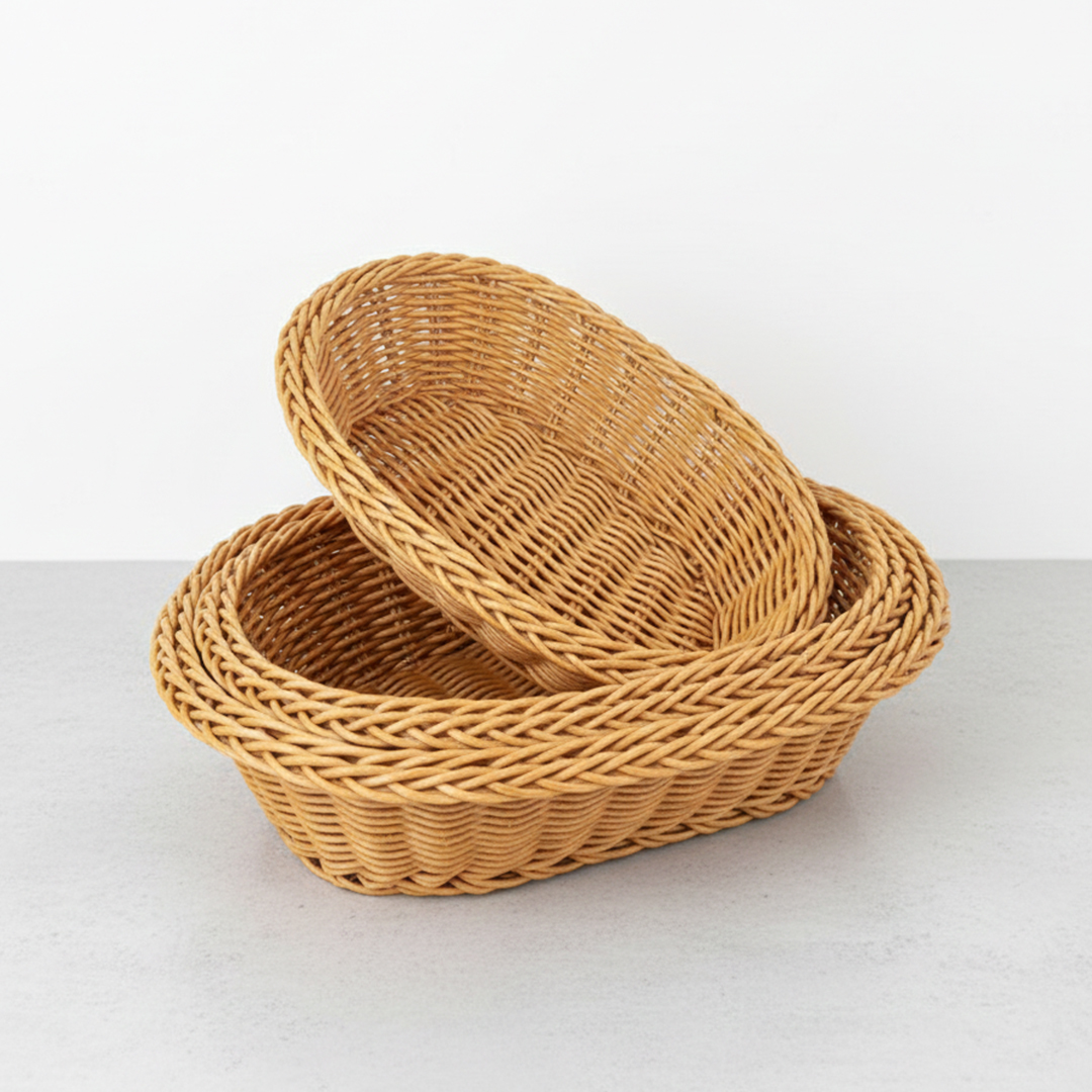 OVAL 3LÜ RATTAN EKMEK SEPETİ SET
