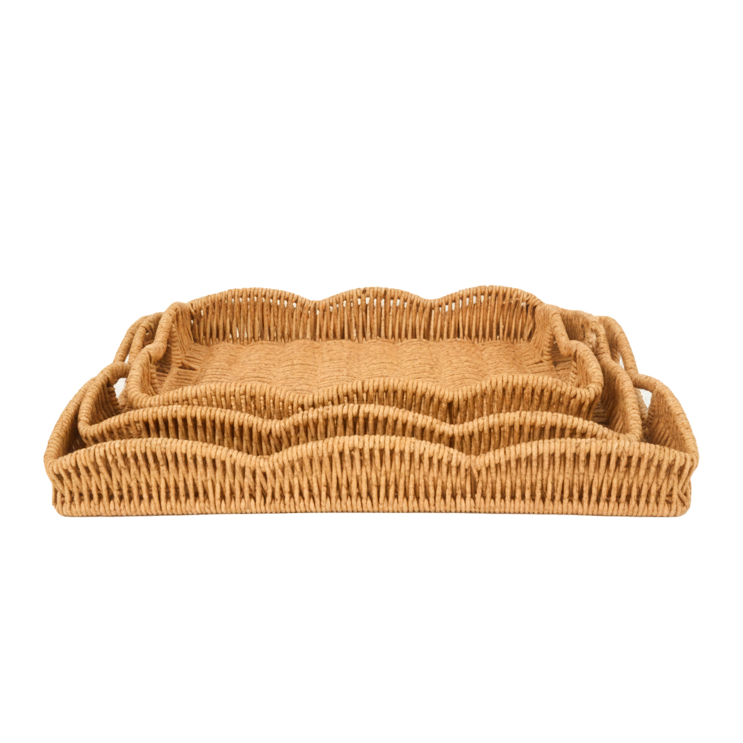 DİKDÖRTGEN RATTAN TEPSİ SETİ