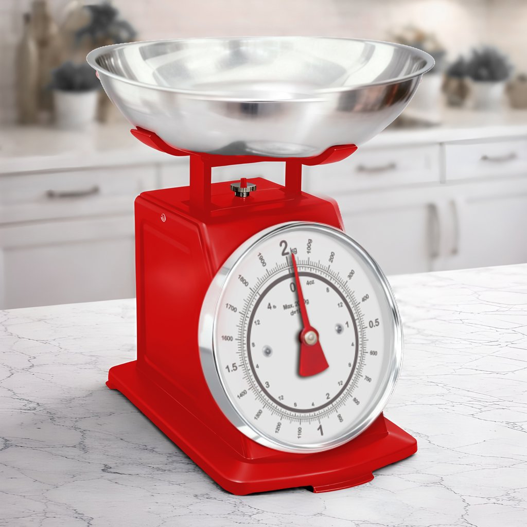 GÜMÜŞ KASELİ KIRMIZI MUTFAK TERAZİ