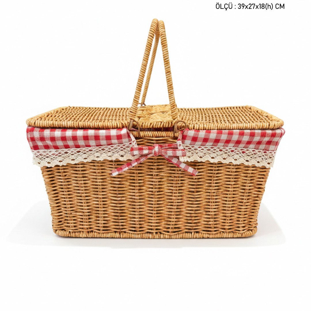 RATTAN DİKDÖRTGEN PİKNİK SEPETİ