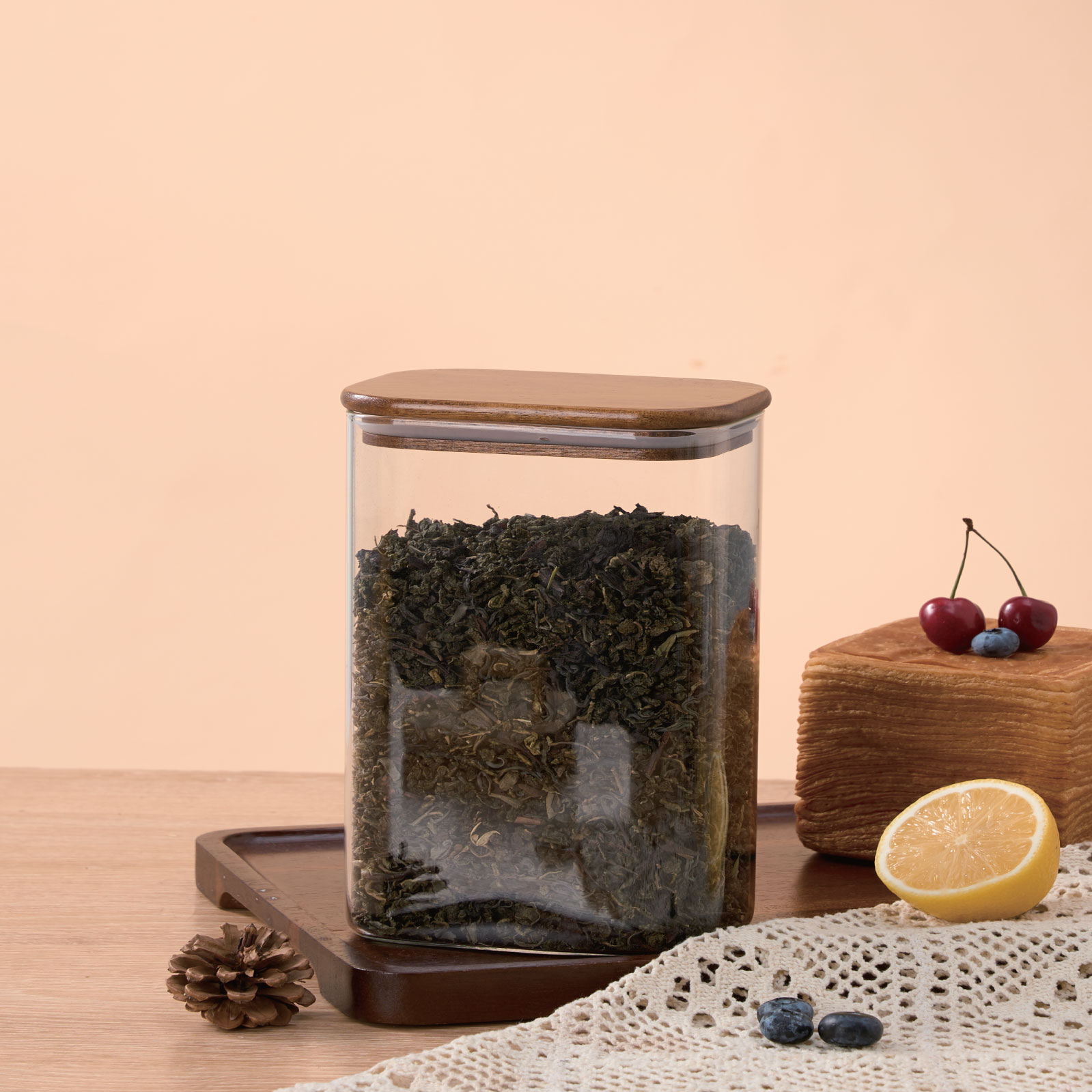 AKASYA KAPAKLI CAM KAVANOZ 1050 ML