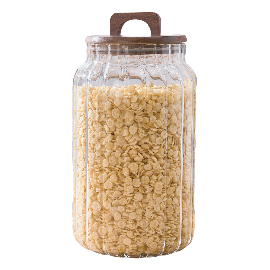 4000ML AKASYA KAPAKLI ÇİZGİLİ CAM KAVANOZ ZAHİRE
