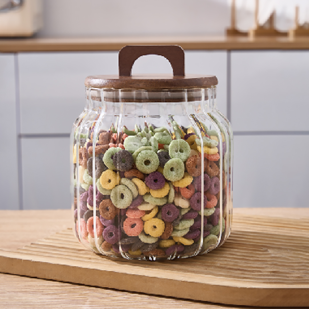 2000ML AKASYA KAPAKLI ÇİZGİLİ CAM KAVANOZ ZAHİRE