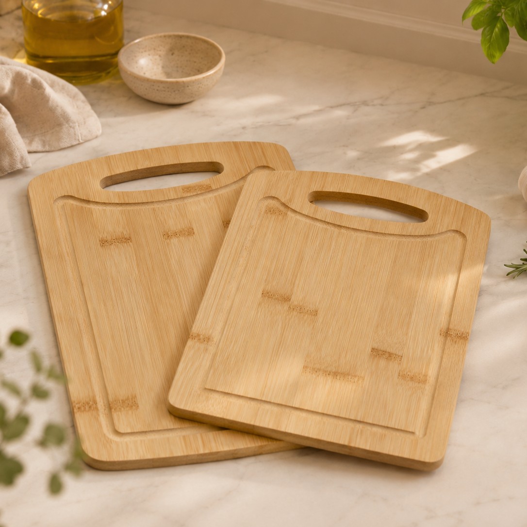 KULPLU 2Lİ BAMBU KESME TAHTASI 28X20CM 33X24CM