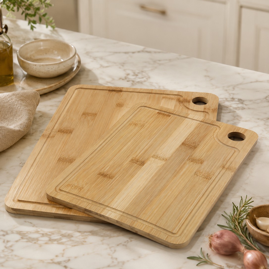DİKDÖRTGEN 2Lİ BAMBU KESME TAHTASI 28X20CM 33X24CM