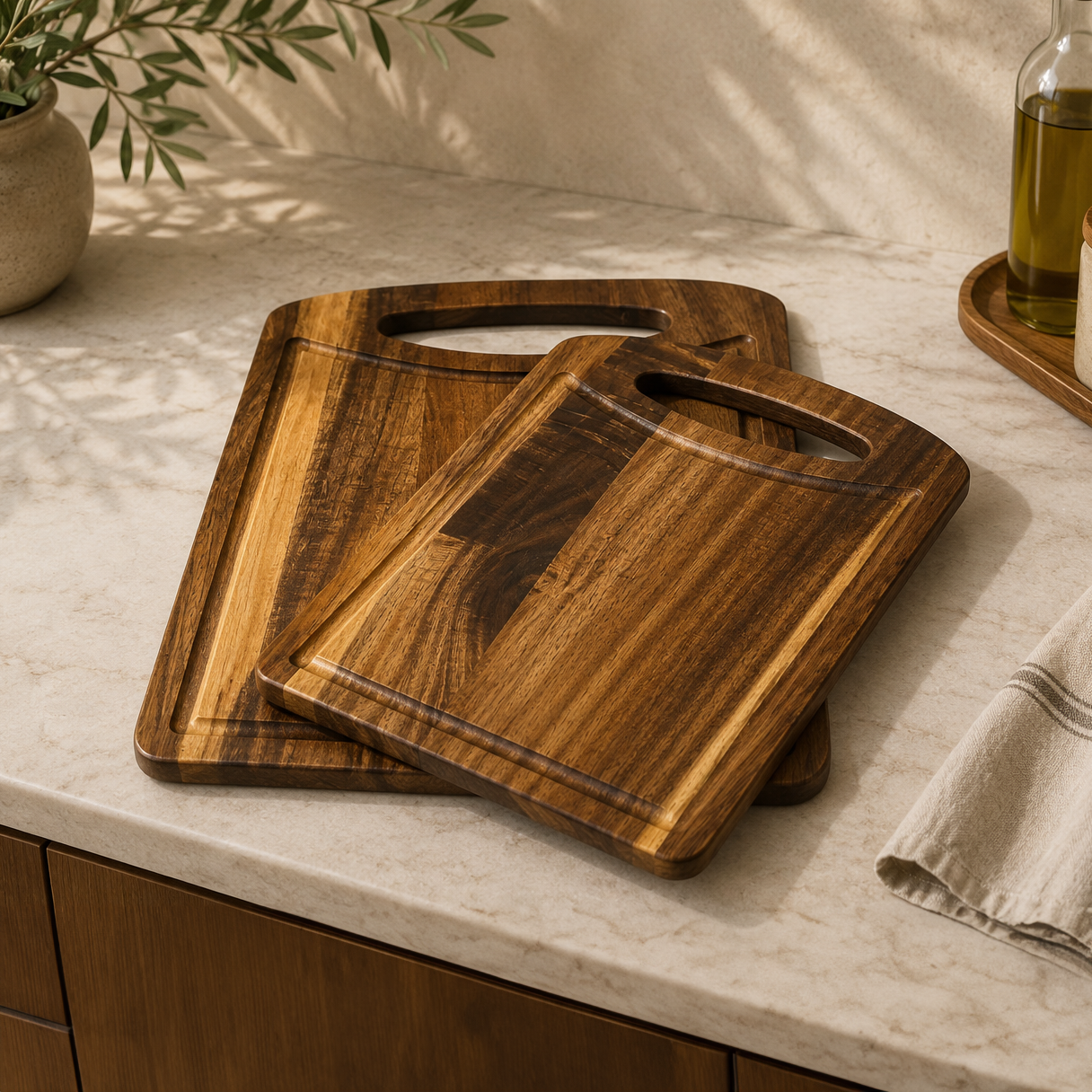 KULPLU 2Lİ AKASYA KESME TAHTASI 28X20CM 33X24CM