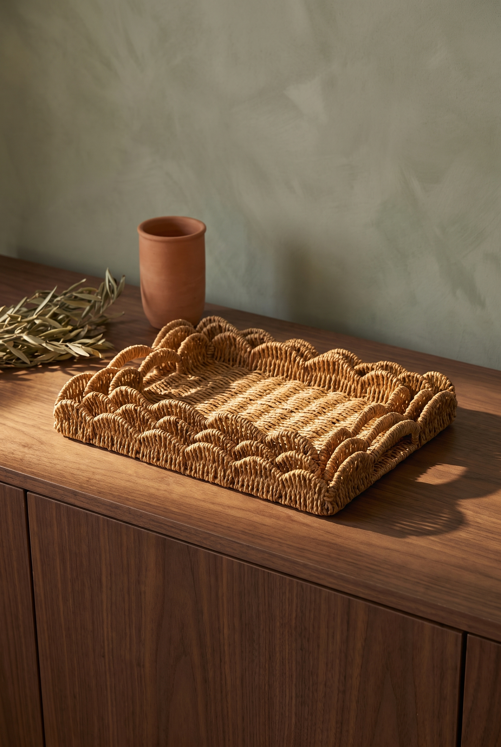 3 LÜ RATTAN HASIR TEPSİ DİKDÖRTGEN