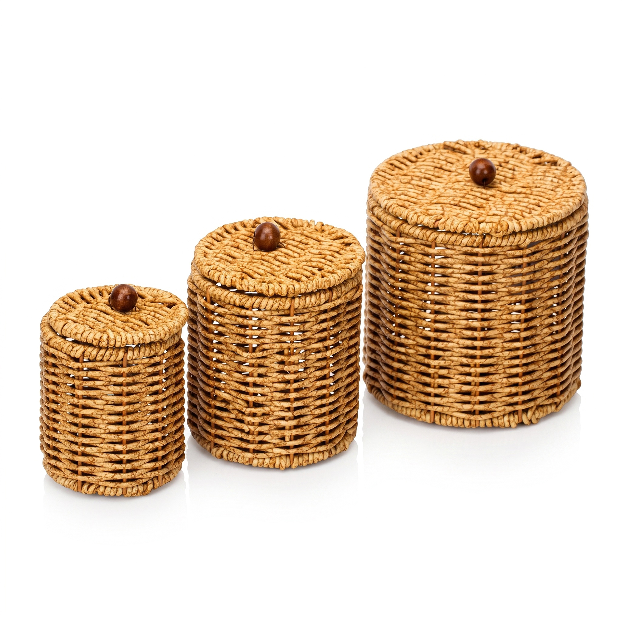 3LÜ KAPAKLI RATTAN HASIR SEPET ORGANİZER