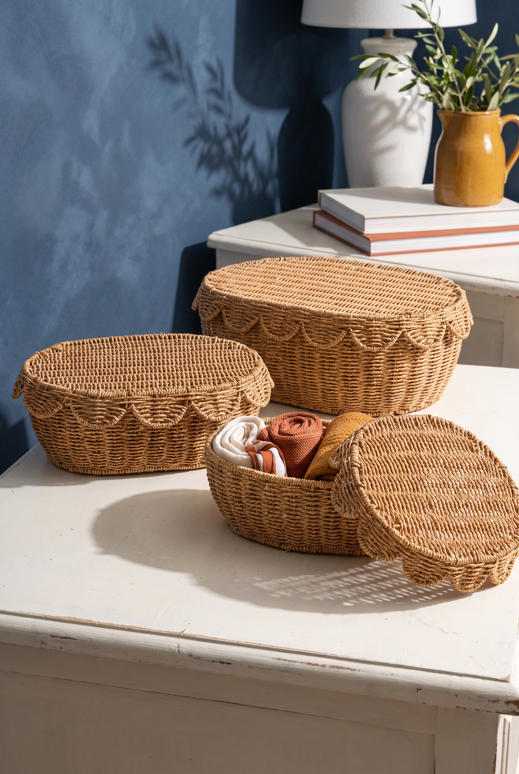 3LÜ KAPAKLI RATTAN KUTU