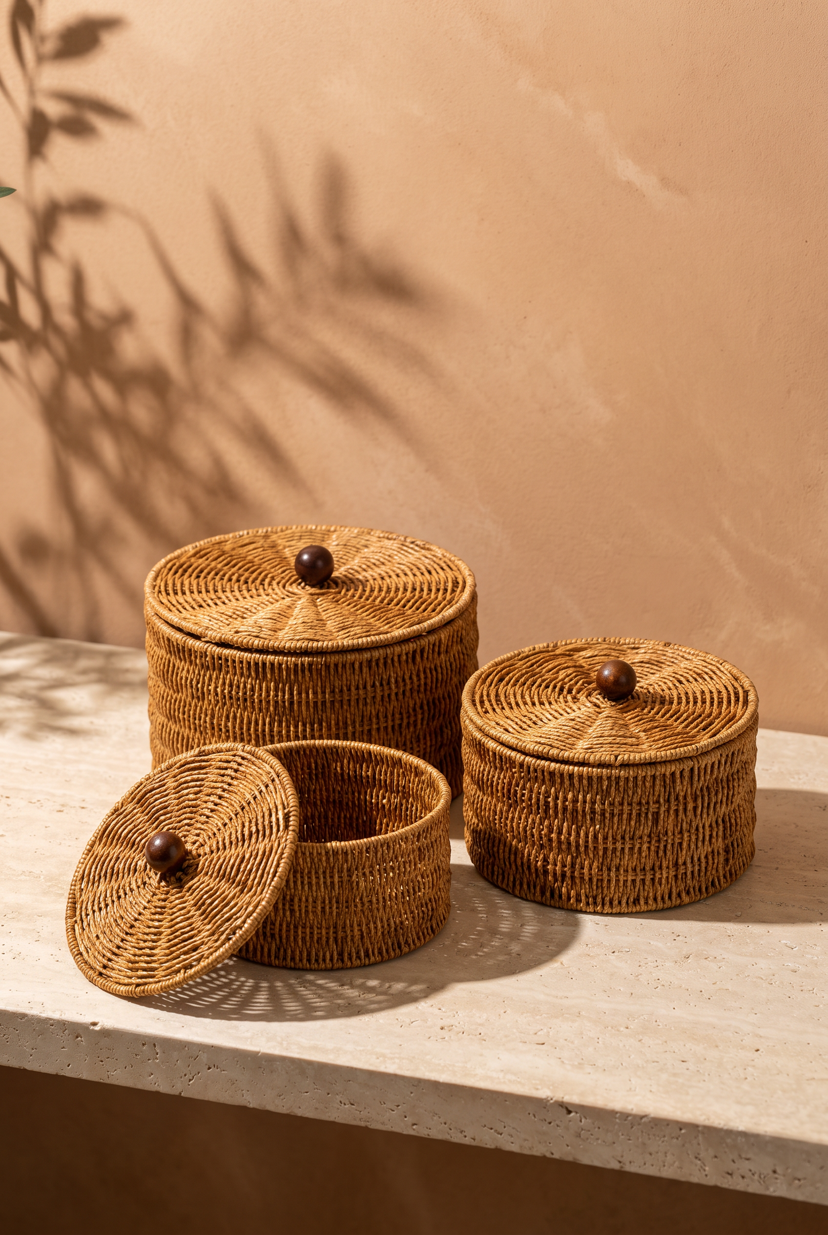 3LÜ KAPAKLI RATTAN KUTU		