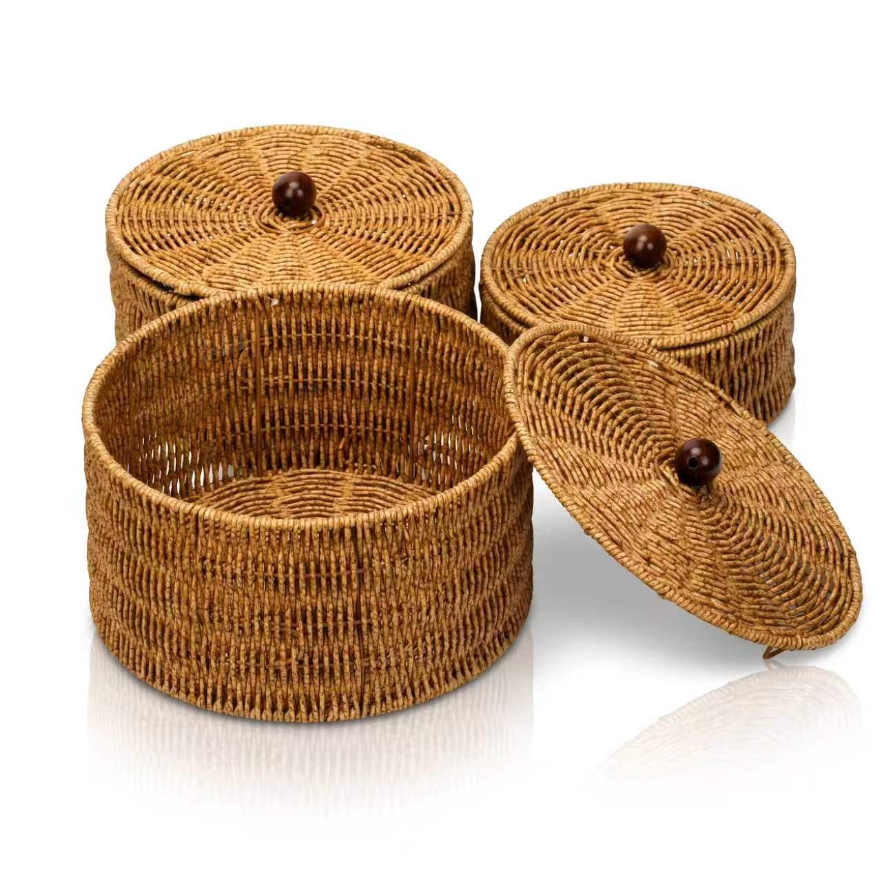3LÜ KAPAKLI RATTAN KUTU		